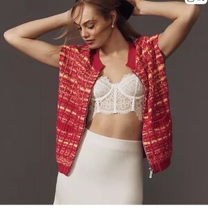 Maeve by Anthropologie Red & Yellow Knit Vest, Size X-Small, NWT